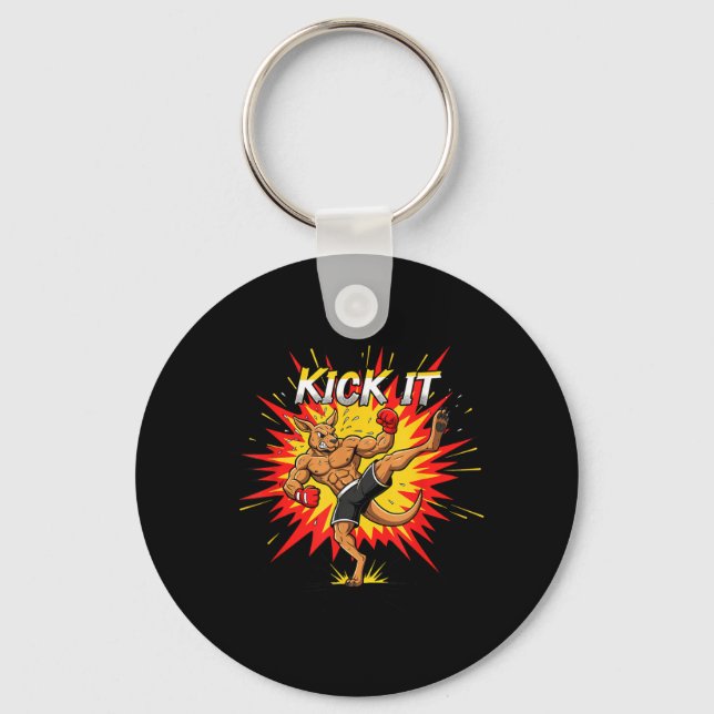 Kickboxing Kangaroo MMA Fighter Martial Arts Key Ring (Front)