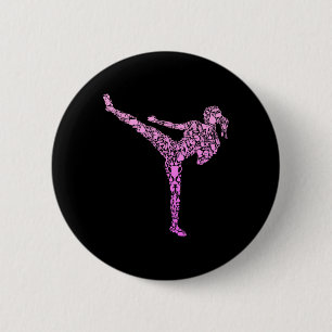 Kickboxing Kickboxer Karate Girls Kids Women  6 Cm Round Badge