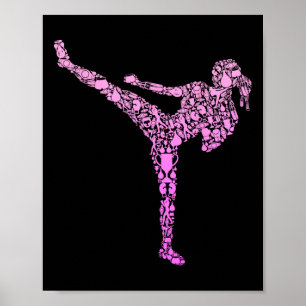 Kickboxing Kickboxer Karate Girls Kids Women Poster