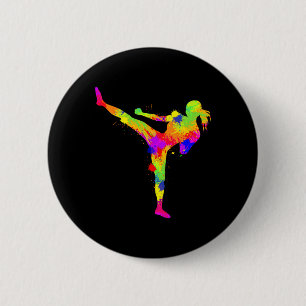 Kickboxing Kickboxer Karate Women Girls Kids 6 Cm Round Badge