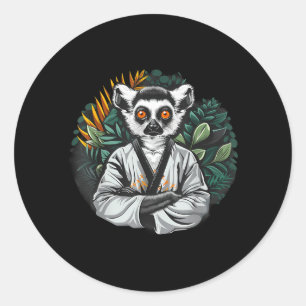 Kickboxing Lemur Taekwondo Karate MMA Funny Classic Round Sticker