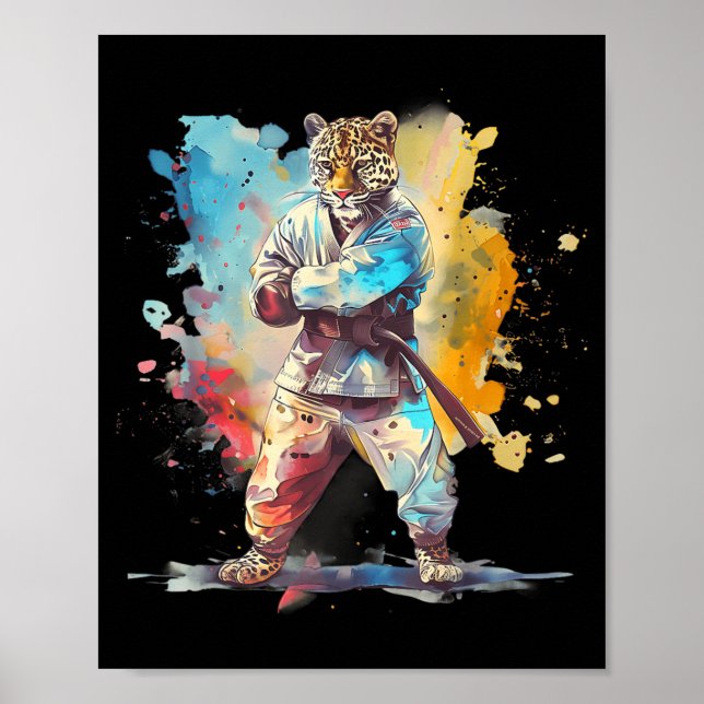 Kickboxing Leopard Martial Arts Karate Jiu-Jitsu Poster (Front)