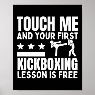 Kickboxing Lesson For Free Coach Funny Kickboxer Poster
