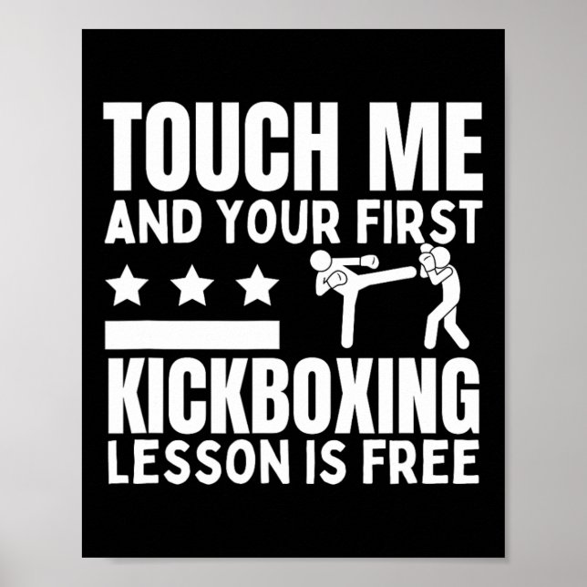 Kickboxing Lesson For Free Coach Funny Kickboxer  Poster (Front)