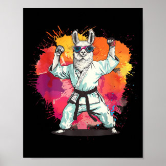 Kickboxing Llama Watercolor Mma Taekwondo Judo Poster