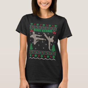 Kickboxing Lover Xmas Gift Ugly Merry Kickmas Chri T-Shirt