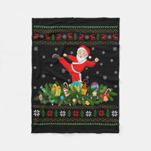 Kickboxing Martial Art Lover Xmas Ugly Kickboxing Fleece Blanket