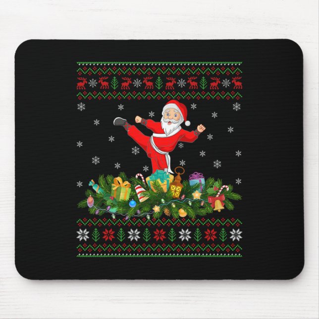 Kickboxing Martial Art Lover Xmas Ugly Kickboxing  Mouse Pad (Front)