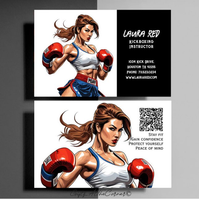 Kickboxing Martial Arts Instructor Business Card (Creator Uploaded)