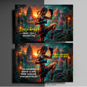 Kickboxing Martial Arts Muay Thai Instructor  Busi Business Card