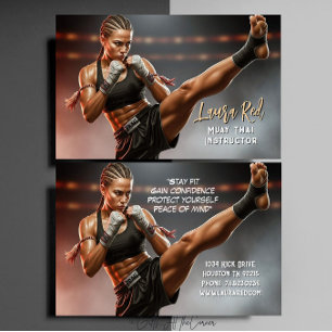 Kickboxing Martial Arts Muay Thai Instructor Business Card