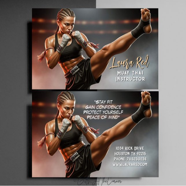 Kickboxing Martial Arts Muay Thai Instructor Business Card (Creator Uploaded)