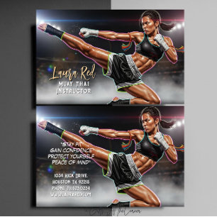 Kickboxing Martial Arts Muay Thai Instructor Business Card