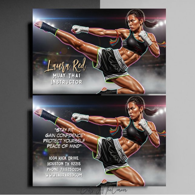 Kickboxing Martial Arts Muay Thai Instructor Business Card (Creator Uploaded)