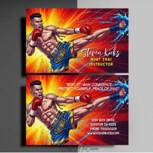 Kickboxing Martial Arts Muay Thai Instructor Business Card