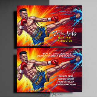 Kickboxing Martial Arts Muay Thai Instructor Business Card