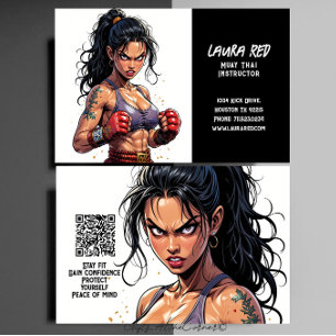 Kickboxing Martial Arts Muay Thai Instructor Business Card