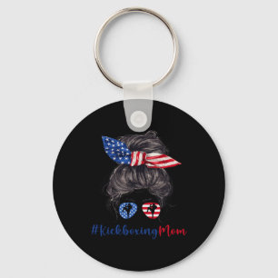 Kickboxing Mom American Flag Mothers Day Gift 4th Key Ring