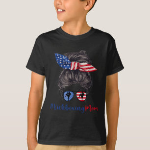 Kickboxing Mom American Flag Mothers Day Gift 4th T-Shirt