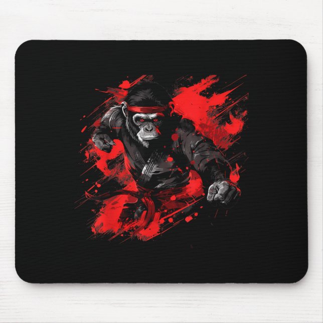 Kickboxing Monkey Martial Arts Judo Taekwondo Mouse Pad (Front)