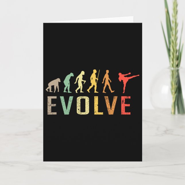 Kickboxing Muay-thai Evolution Vintage Funny Desig Card (Front)