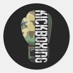 Kickboxing Muay Thai Fitness Boxing Camouflage Glo Classic Round Sticker