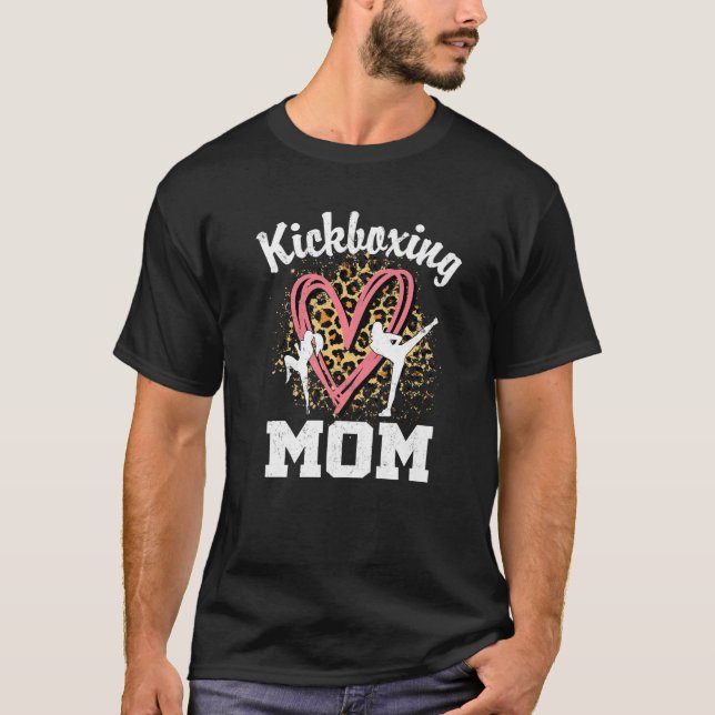 Kickboxing Mum Leopard Heart Premium T-Shirt (Front)