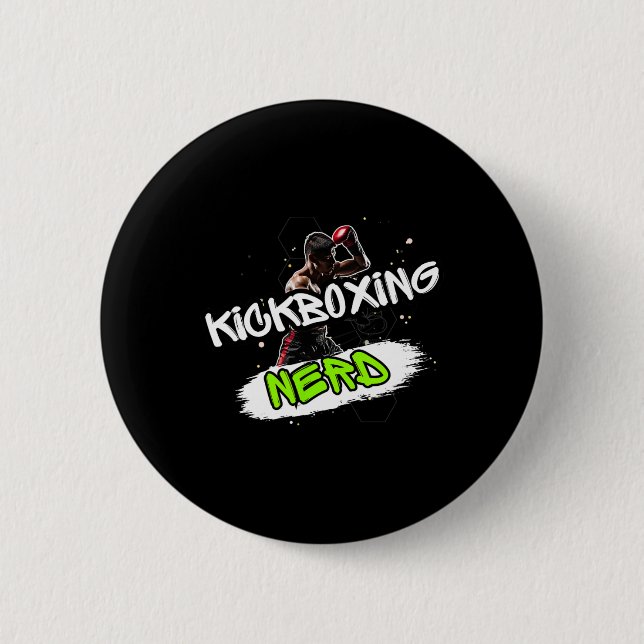 Kickboxing Nerd  6 Cm Round Badge (Front)