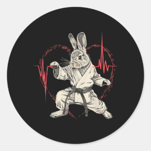 Kickboxing Rabbit Karate Taekwondo Jiu-Jitsu MMA Classic Round Sticker