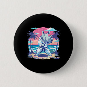 Kickboxing Rhino Taekwondo Karate MMA Funny 6 Cm Round Badge