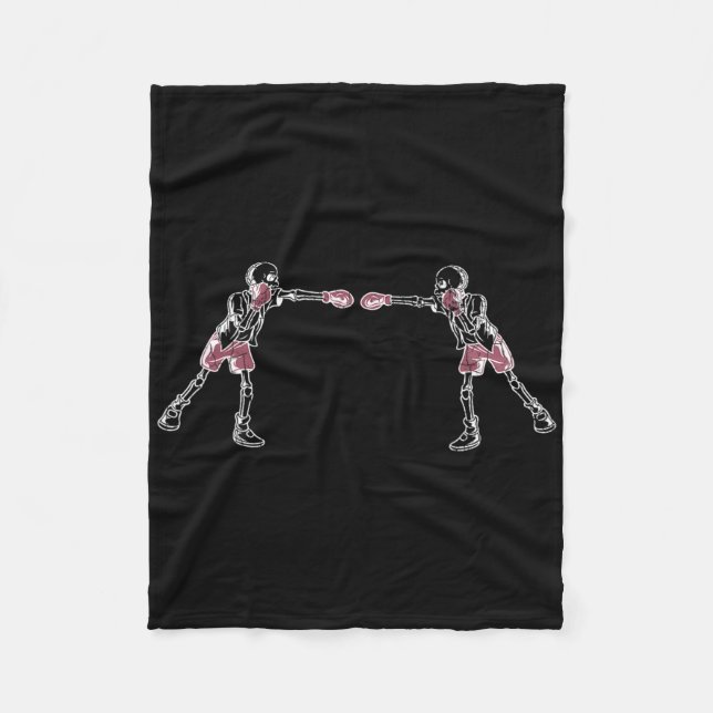 Kickboxing Skeleton Funny Kick Boxer Boxing Graphi Fleece Blanket (Front)