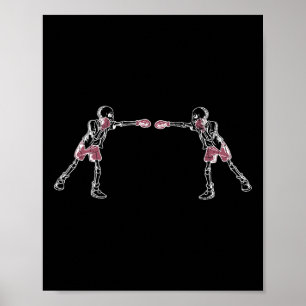 Kickboxing Skeleton Funny Kick Boxer Boxing Graphi Poster