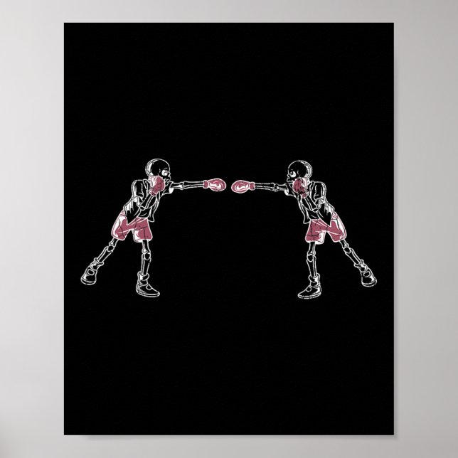 Kickboxing Skeleton Funny Kick Boxer Boxing Graphi Poster (Front)