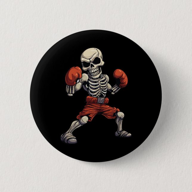 Kickboxing Skeleton Funny Kickboxer Boxing  6 Cm Round Badge (Front)
