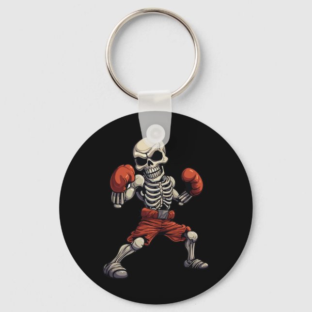 Kickboxing Skeleton Funny Kickboxer Boxing  Key Ring (Front)