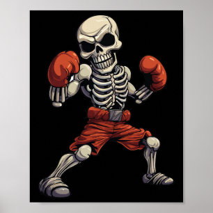 Kickboxing Skeleton Funny Kickboxer Boxing  Poster