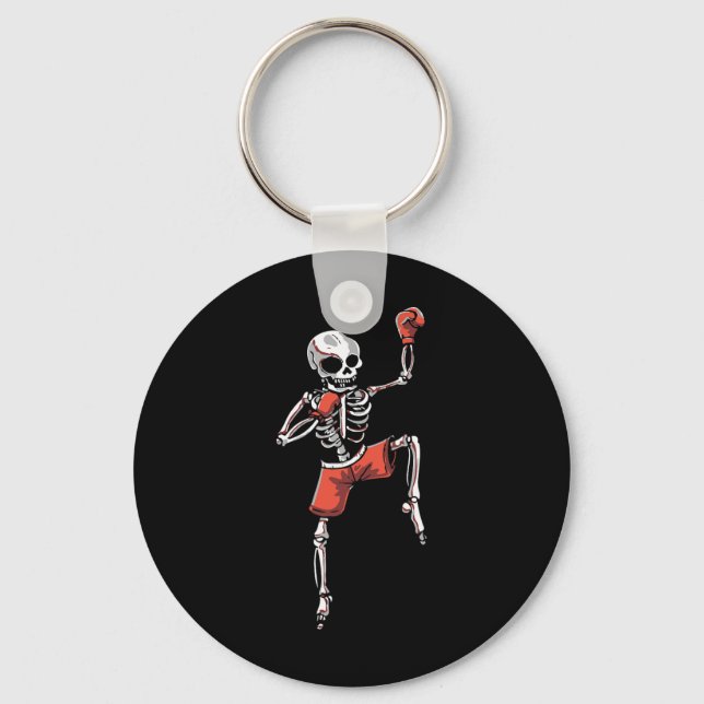 Kickboxing Skeleton Kickboxer Martial Arts Hallowe Key Ring (Front)