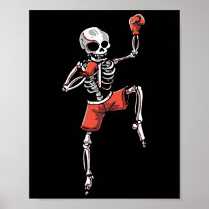 Kickboxing Skeleton Kickboxer Martial Arts Hallowe Poster