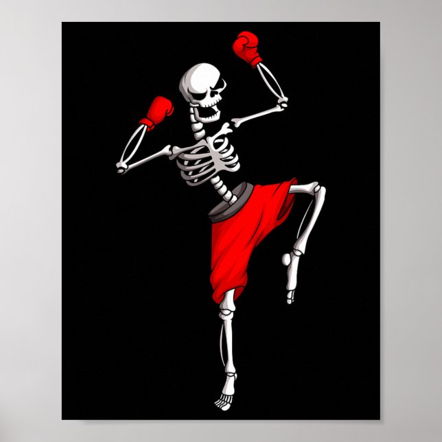 Kickboxing Skeleton Kickboxer Mma  Poster (Front)