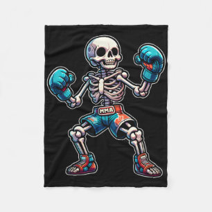 Kickboxing Skeleton Kickboxer Muay Thai Mma Fighte Fleece Blanket