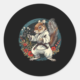 Kickboxing Squirrel Floral Judo Squirrel Lover Kar Classic Round Sticker