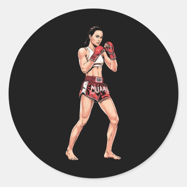 Kickboxing Stance Thai Boxing A Muay Thai Fighter  Classic Round Sticker (Front)