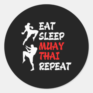 Kickboxing Thai Boxing Eat Sleep Muay Thai Classic Round Sticker