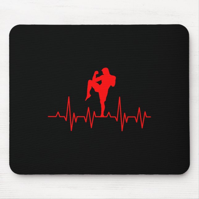 Kickboxing Thai Boxing Heartbeat Muay Thai  Mouse Pad (Front)