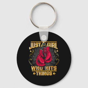Kickboxing Thai Boxing Quote Just A Girl Who Hits Key Ring
