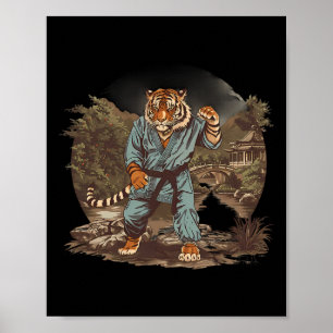 Kickboxing Tiger Pagoda Temple Martial Arts Karate Poster