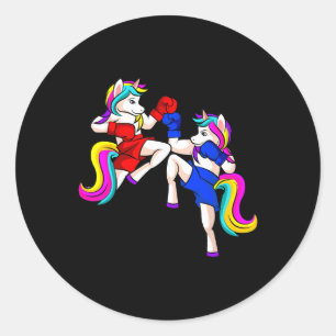 Kickboxing Unicorn Kickboxer Mma  Classic Round Sticker