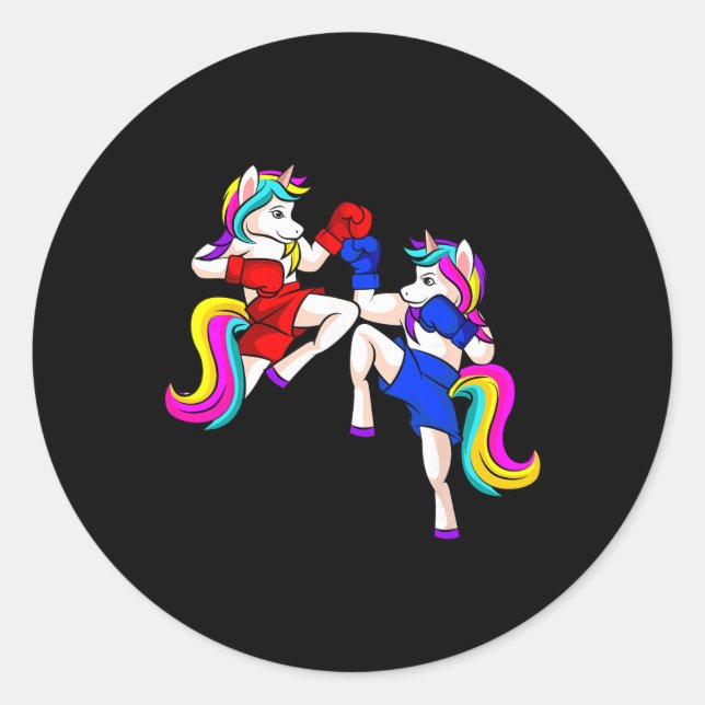 Kickboxing Unicorn Kickboxer Mma  Classic Round Sticker (Front)