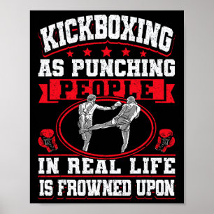 Kickboxing Vintage Kickboxingas Punching People In Poster