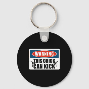 Kickboxing Vintage Warning This Chick Can Kick  Key Ring